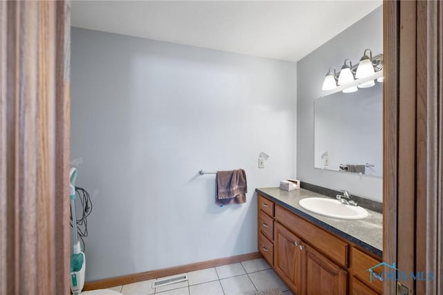 bathroom with vanity and tile patterned flooring