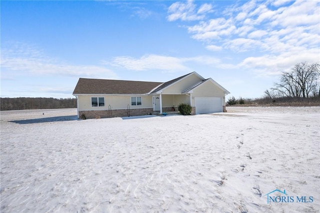 single story home with a garage