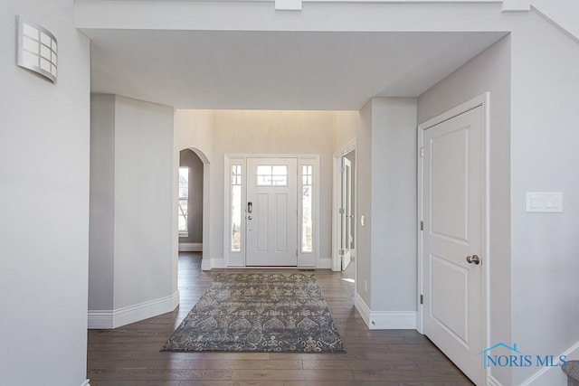 foyer entrance featuring dark hardwood / wood-style flooring