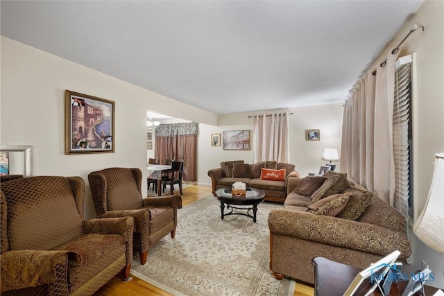 living room featuring light hardwood / wood-style floors