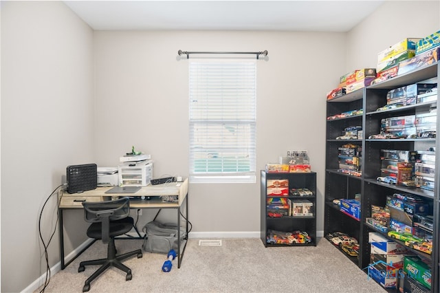 office space with light carpet