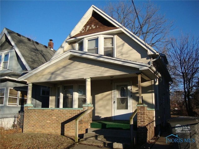 view of front of home with a porch