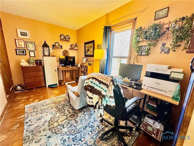 office space featuring hardwood / wood-style flooring