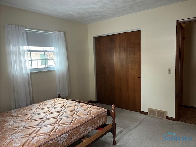 bedroom featuring carpet floors and a closet