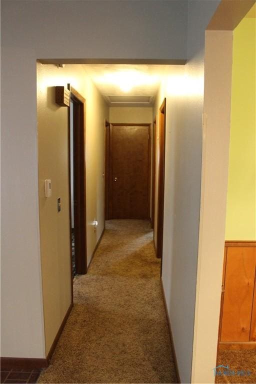 corridor with dark carpet