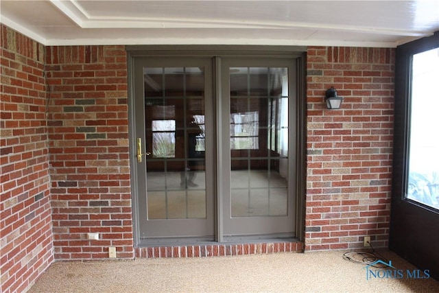 property entrance with french doors