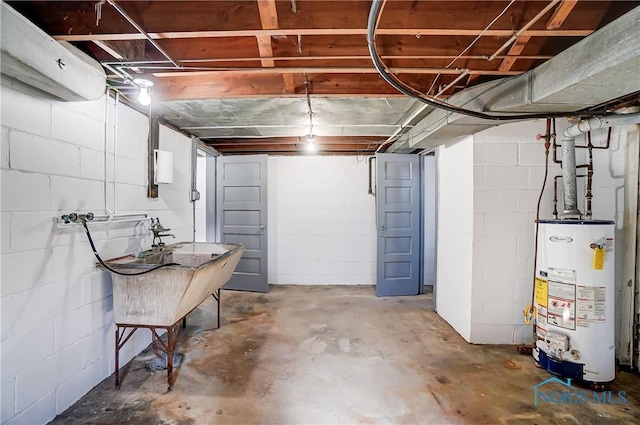 basement with water heater