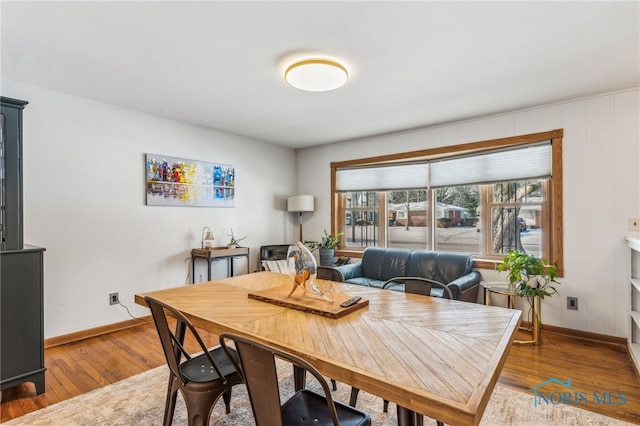 dining space featuring wood-type flooring