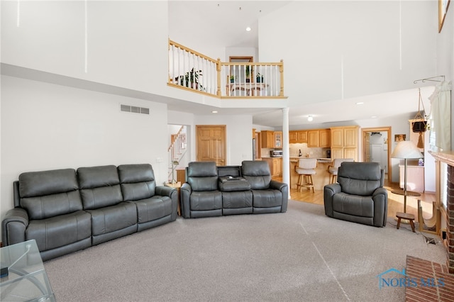 living room with carpet flooring