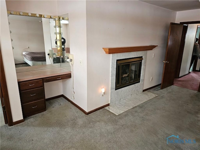 bathroom featuring a fireplace