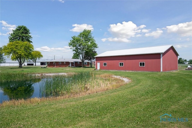 view of yard with a water view