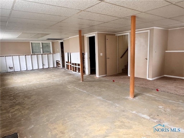 basement with a drop ceiling