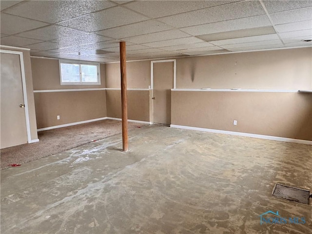 basement with a drop ceiling