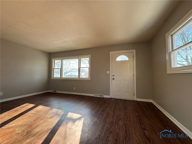 foyer entrance featuring dark hardwood / wood-style flooring