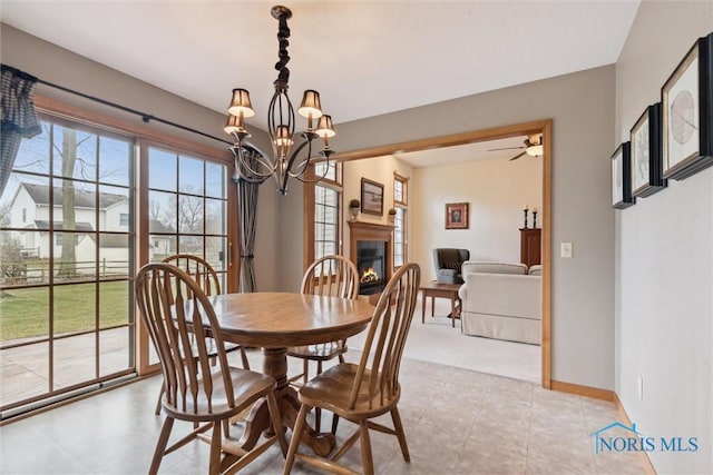 dining area featuring a chandelier