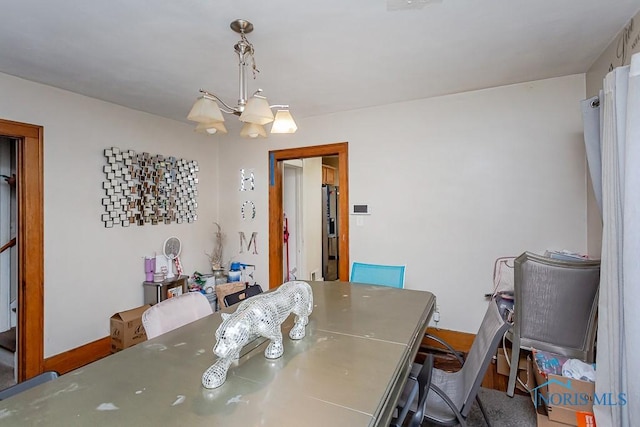 dining room with an inviting chandelier