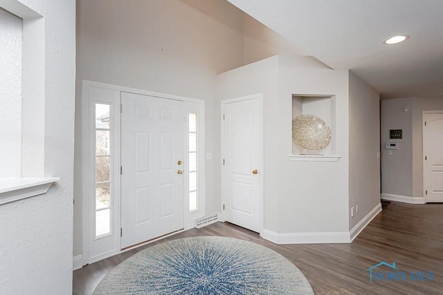 foyer featuring dark wood-type flooring