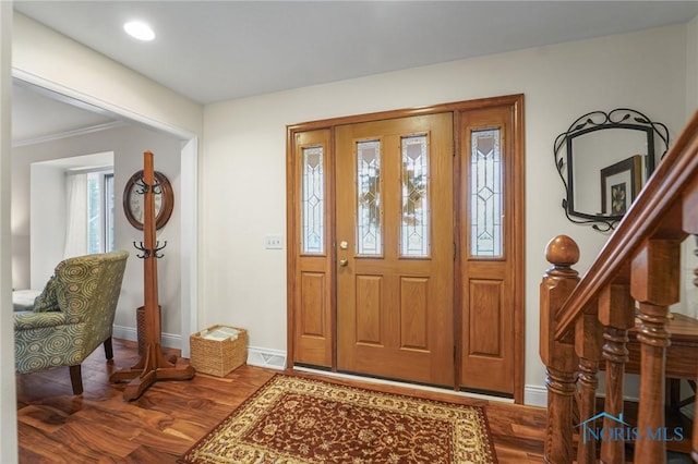 foyer entrance featuring hardwood / wood-style flooring