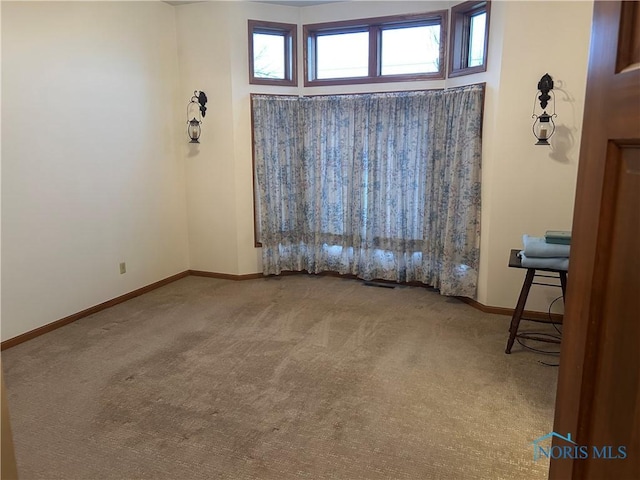 spare room with light carpet