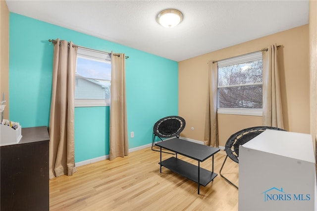 sitting room featuring light hardwood / wood-style flooring