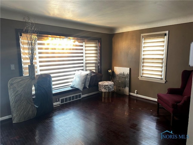 living area featuring dark hardwood / wood-style floors