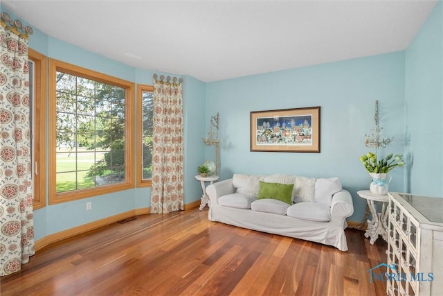 living area featuring hardwood / wood-style flooring