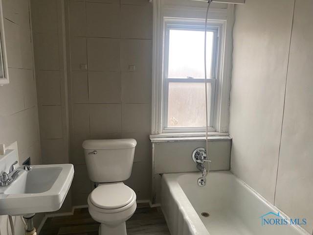 bathroom featuring a sink, toilet, and a bathing tub