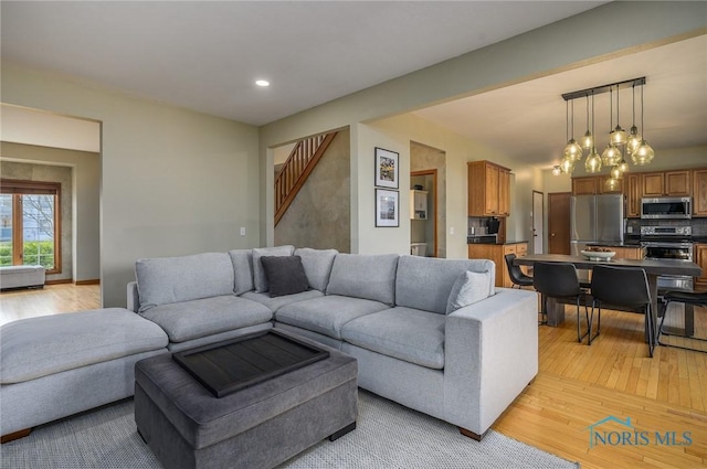 living room featuring light hardwood / wood-style flooring