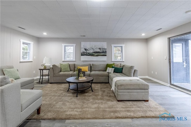 living room with hardwood / wood-style floors