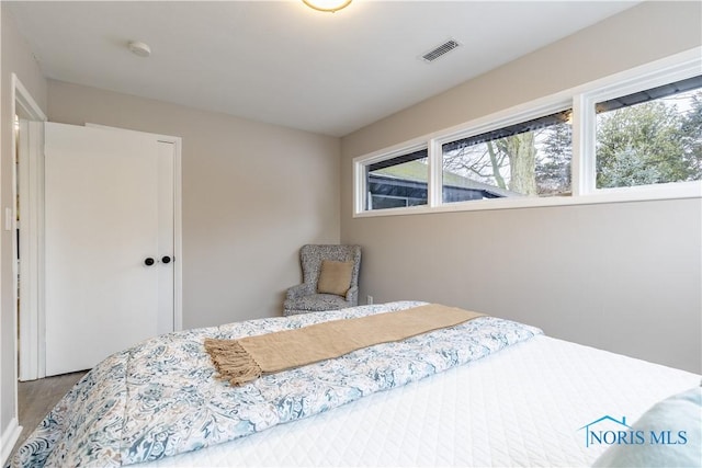 bedroom featuring multiple windows and a closet