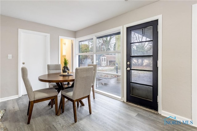 dining area featuring light hardwood / wood-style floors