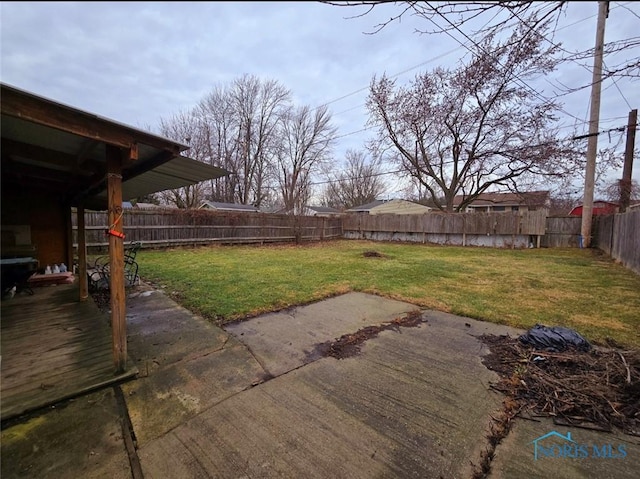 view of yard featuring a patio area