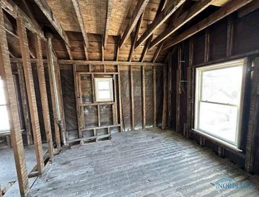 view of unfinished attic