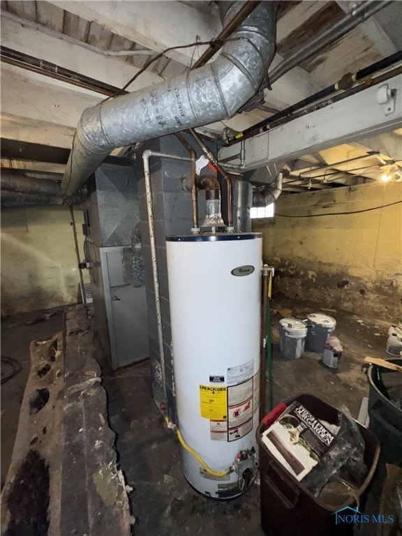 utility room with water heater