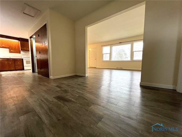 unfurnished living room featuring dark hardwood / wood-style flooring