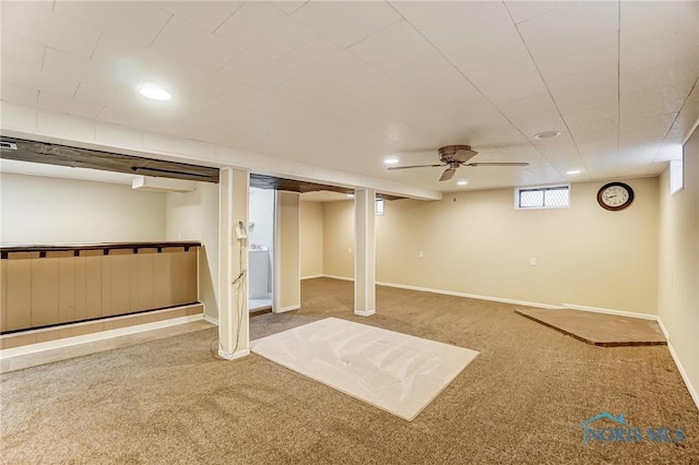 basement with carpet flooring