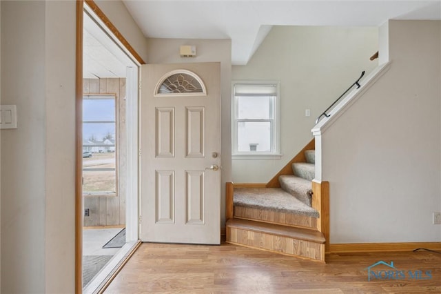 entrance foyer featuring light wood-type flooring