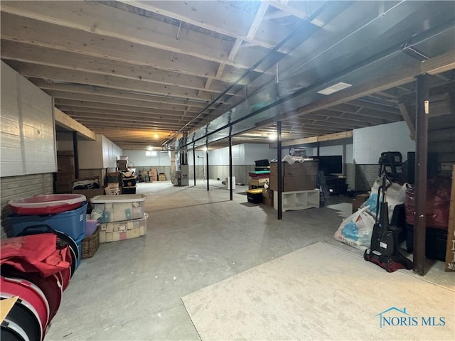 basement with heating unit