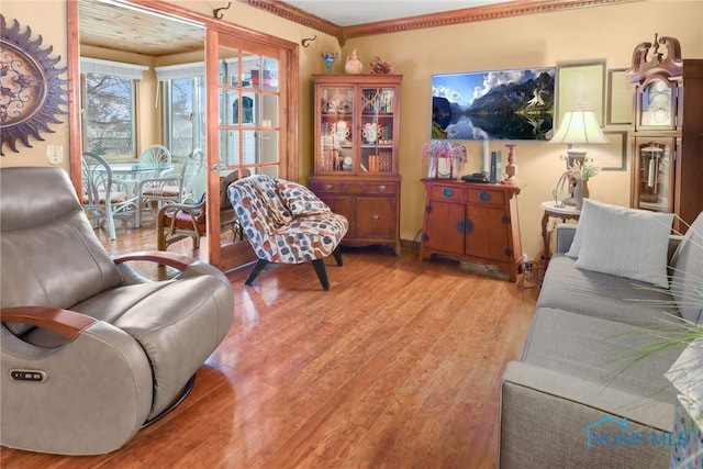 living room with light hardwood / wood-style floors