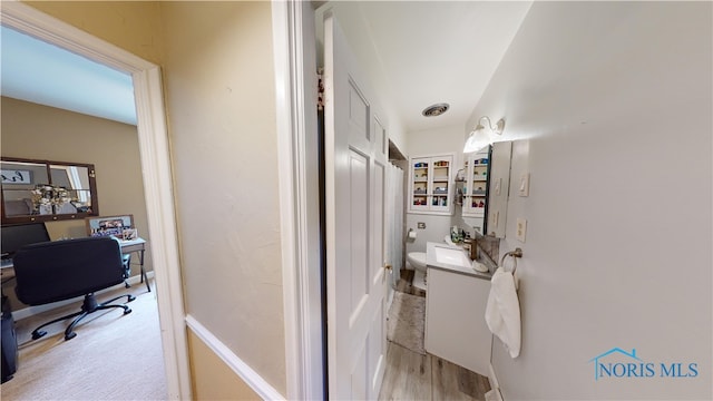 interior space featuring vanity and toilet