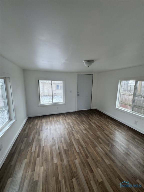 empty room with dark wood-type flooring