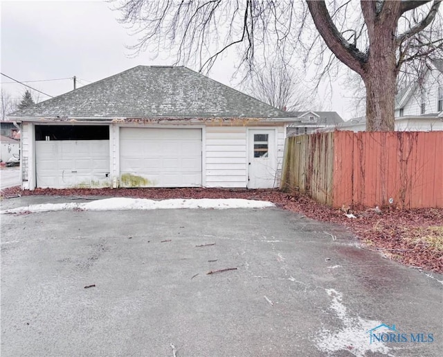 view of garage