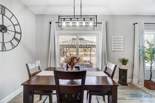 dining area with hardwood / wood-style flooring