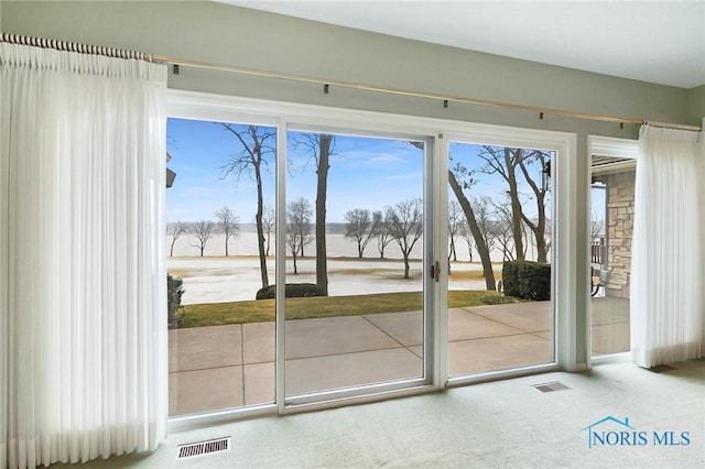 entryway with carpet