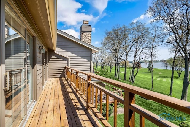 3865 River Rd, Toledo, OH 43614 - wooden terrace featuring a water view and a yard