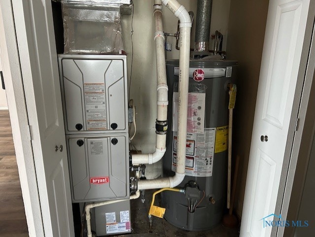 utility room with water heater