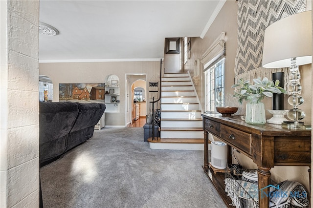 interior space with ornamental molding