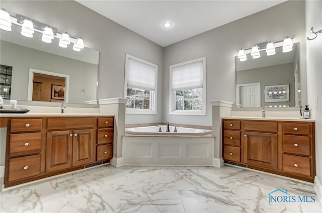 bathroom featuring vanity and a bathtub