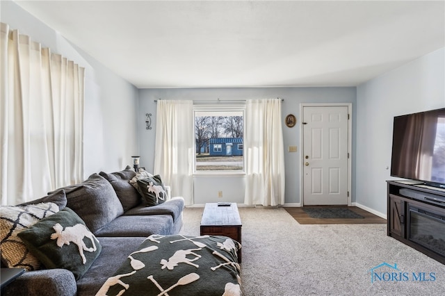 living room featuring carpet