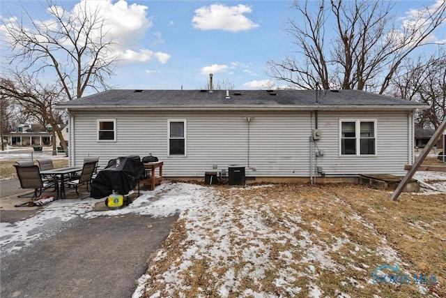 view of snow covered property